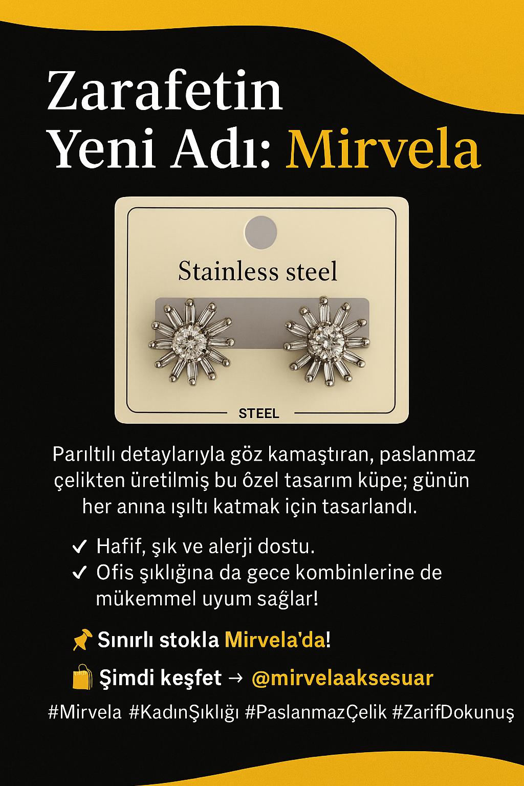 AURORA GÜNEŞ KÜPE - TAŞLI PARLAK DETAYLI